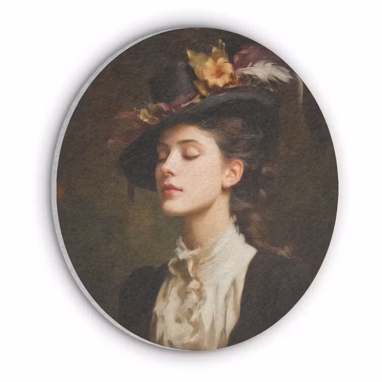 Vrouw - Victoriaans - Portret Akoestische PET Vilt - Rond klein -3d