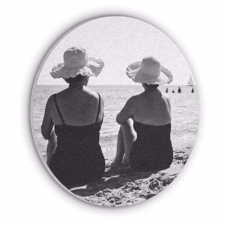 Vrouwen - Zonnehoed - Strand - Zwart - Wit Akoestische PET Vilt - Rond klein -3d