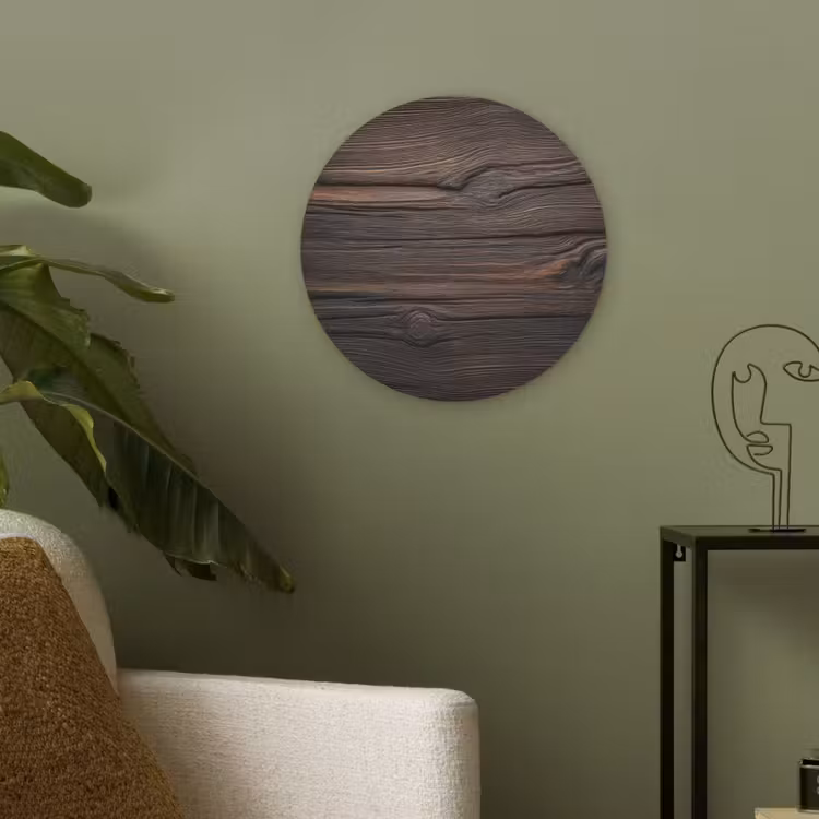 Hout - Grillige nerven Akoestische PET Vilt - Rond klein -sfeer2