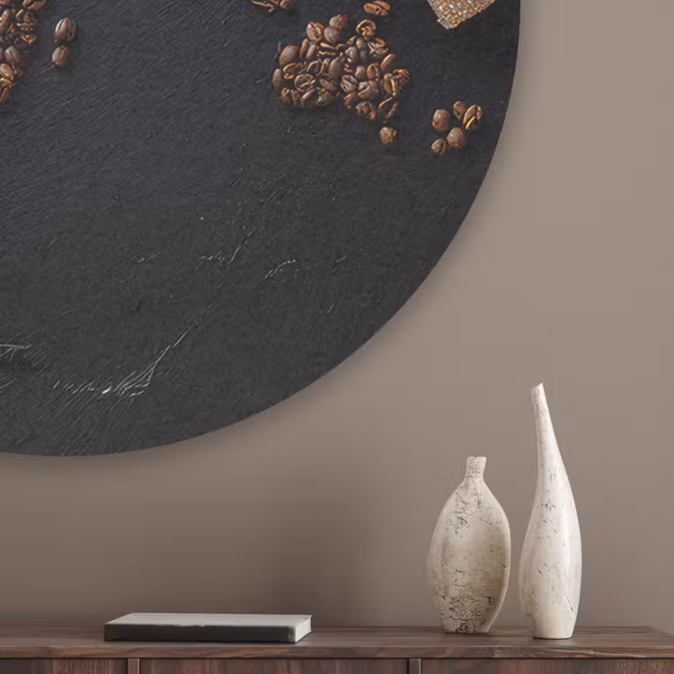Wereldkaart - Espresso - Zwart Akoestische PET Vilt - Rond klein -sfeer5_closeup