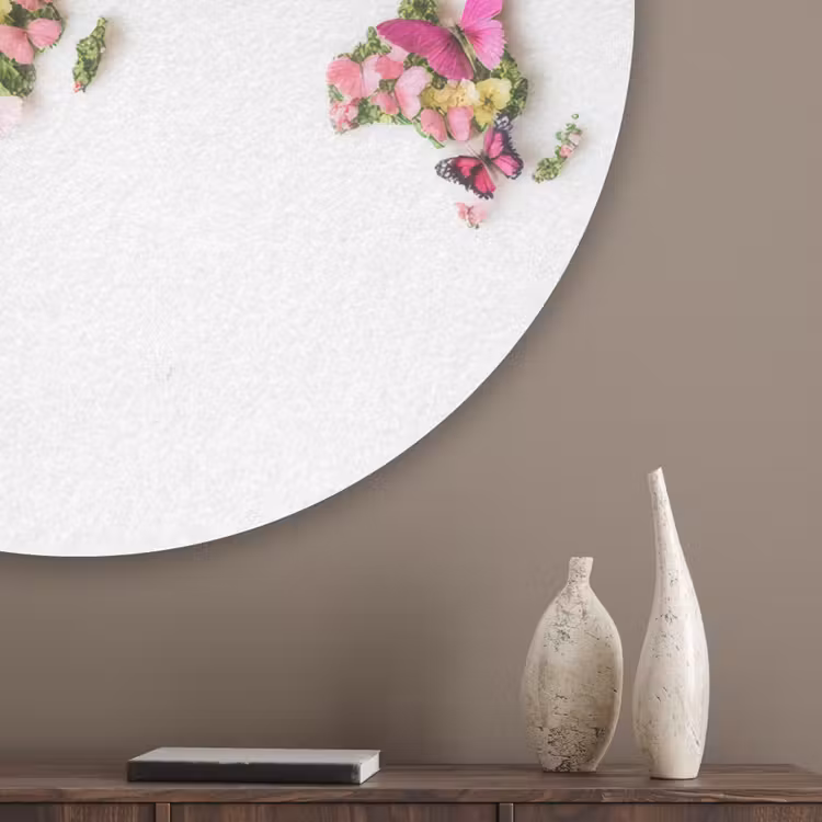 Wereldkaart - Bloemen - Felgekleurd Akoestische PET Vilt - Rond klein -sfeer5_closeup