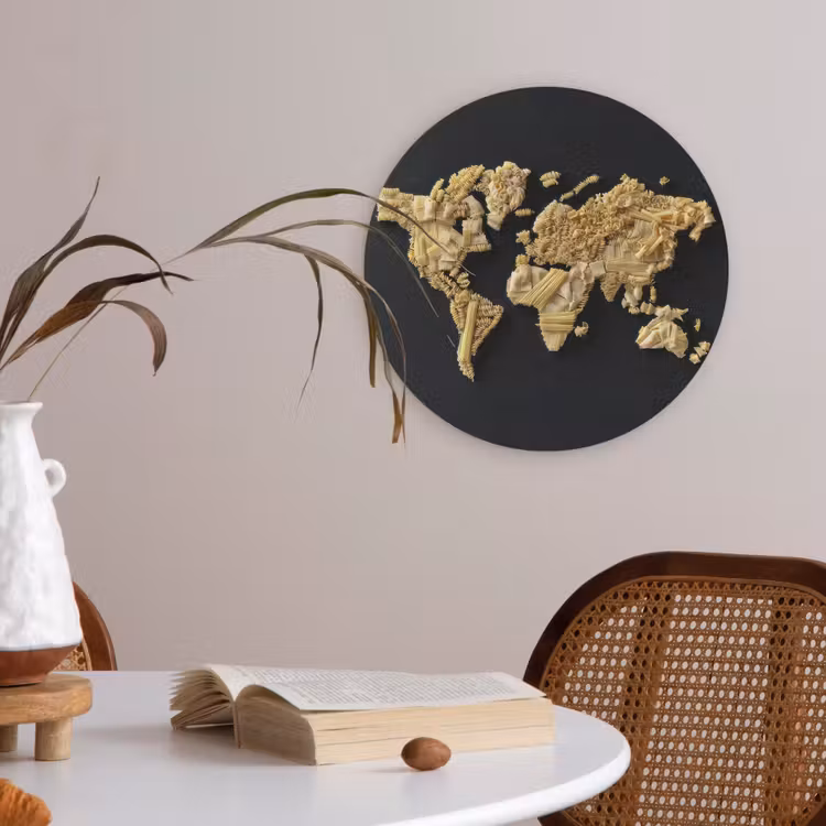 Wereldkaart - Specerijen - Kleurrijk Akoestische PET Vilt - Rond klein -sfeer3