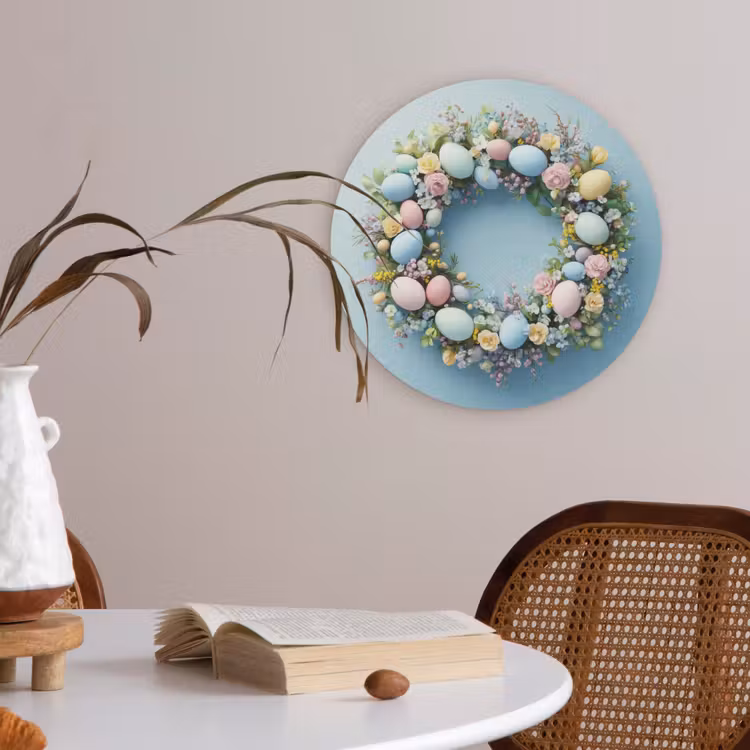 Krans - Eieren - Bloemen Akoestische PET Vilt - Rond klein -sfeer3