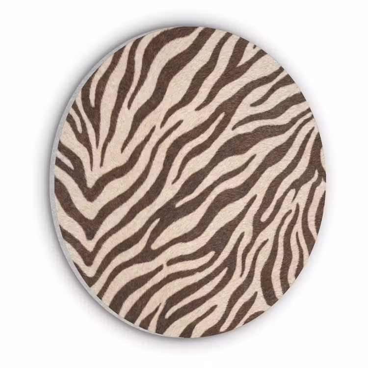 Zebra - Strepen - Bruin Akoestische PET Vilt - Rond klein -3d