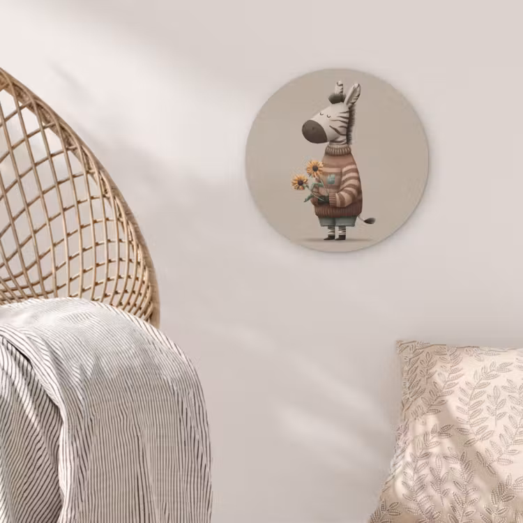 Zebra - Zonnebloemen - Warm Akoestische PET Vilt - Rond klein -sfeer4