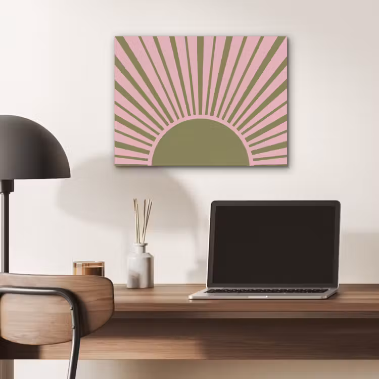 Abstract - Stralen - Grafisch - Roze - Groen PET vilt klein -sfeer5