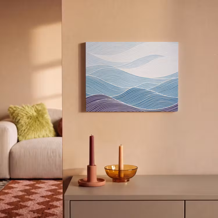 Abstract - Golven - Patroon - Blauw - Modern PET vilt klein -sfeer1