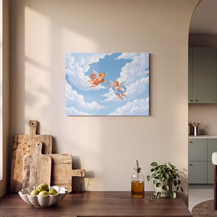 Engel - Vliegend - Klassiek - Blauw PET vilt klein -sfeer2