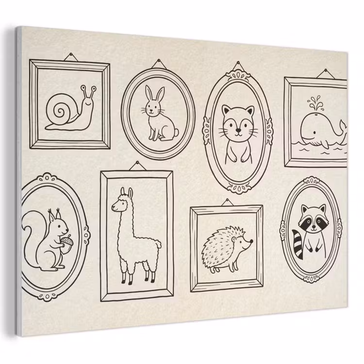 Dieren - Illustratie - Lijsten - Galerij - Speels PET vilt klein -3d