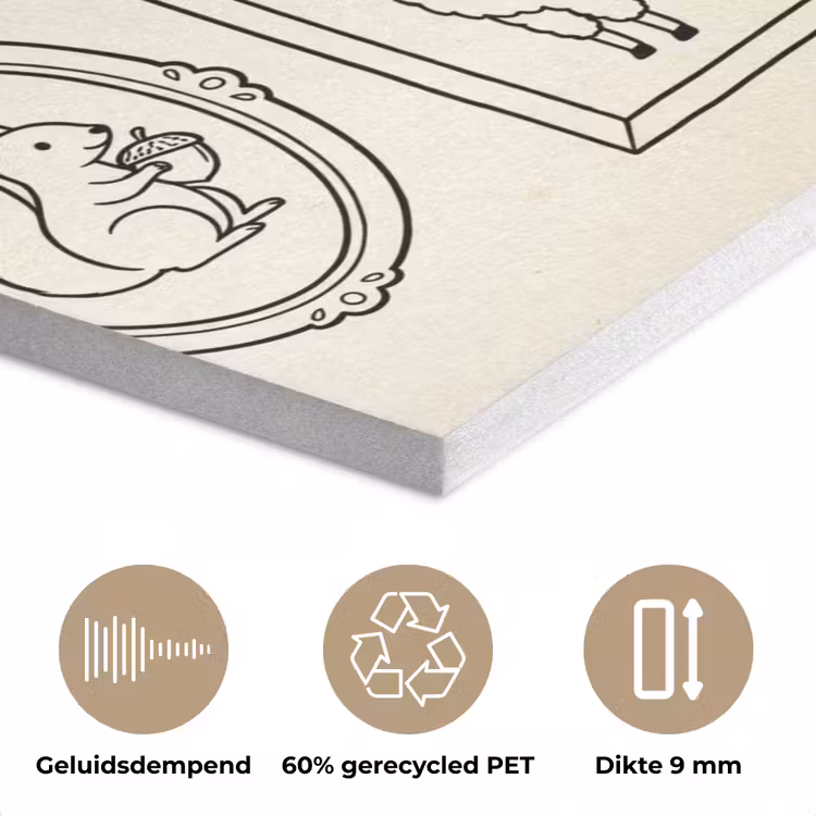 Dieren - Illustratie - Lijsten - Galerij - Speels PET vilt klein -closeup_NL