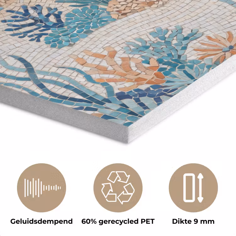 Dieren - Onderwater - Natuur - Mozaïek - Blauw PET vilt klein -closeup_NL