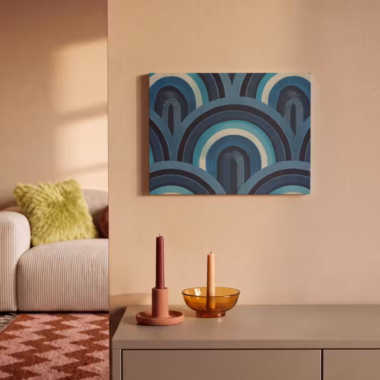 Bogen - Geometrisch - Patroon - Blauw - Retro PET vilt klein 837 -sfeer1