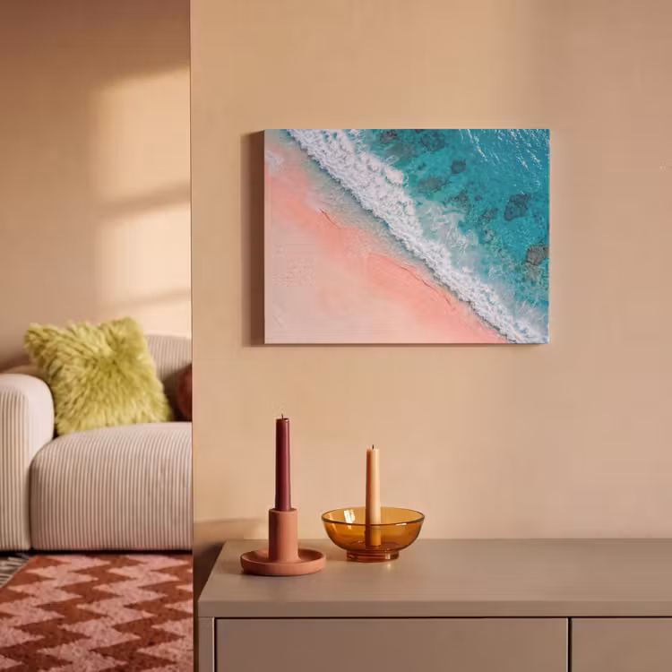 Strand - Oceaan - Golven - Roze Zand - Natuur PET vilt klein -sfeer1