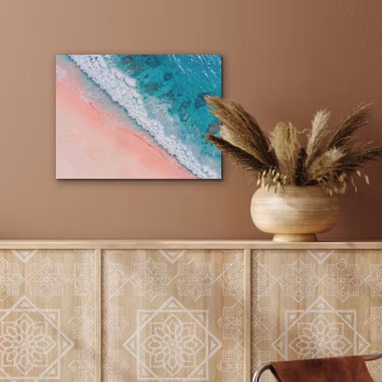 Strand - Oceaan - Golven - Roze Zand - Natuur PET vilt klein -sfeer4