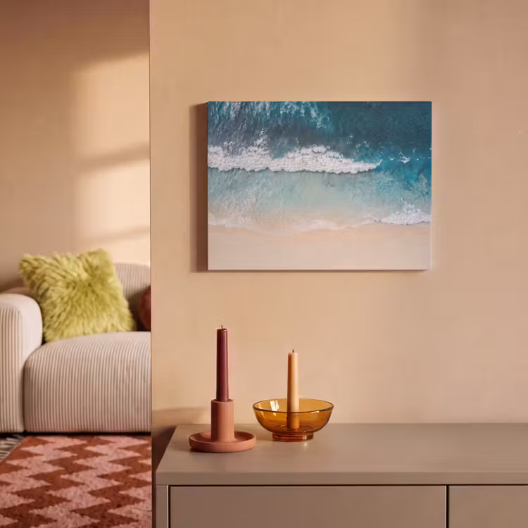 Strand - Zee - Golven - Natuur - Blauw PET vilt klein -sfeer1