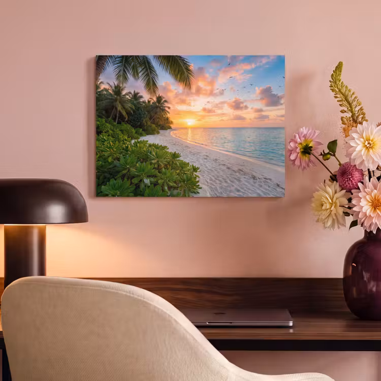 Strand - Zonsondergang - Palmbomen - Tropisch - Natuur PET vilt klein -sfeer3