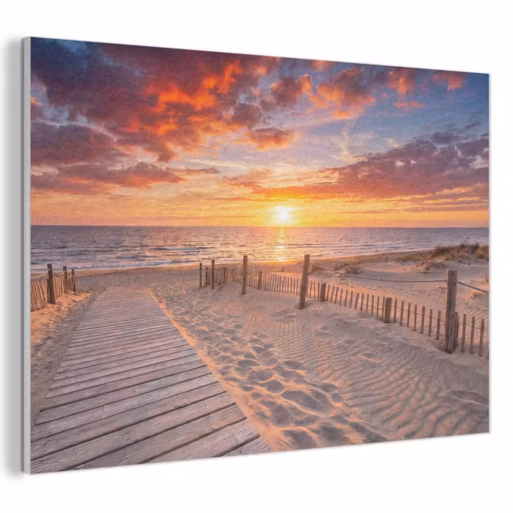 Strand - Zonsondergang - Zee - Natuur - Oranje PET vilt klein -3d