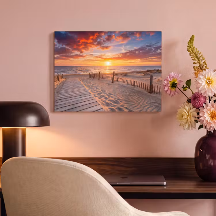 Strand - Zonsondergang - Zee - Natuur - Oranje PET vilt klein -sfeer3