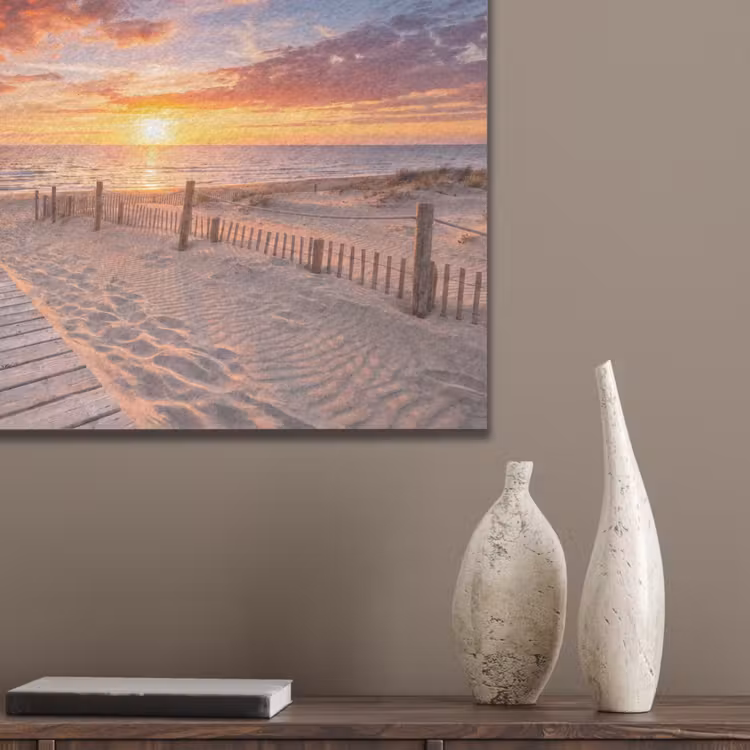 Strand - Zonsondergang - Zee - Natuur - Oranje PET vilt klein -sfeer6_closeup