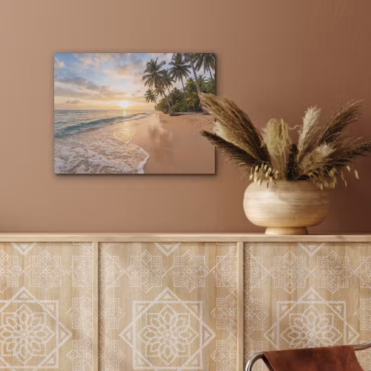 Strand - Zonsondergang - Tropisch - Natuur - Goud PET vilt klein -sfeer4