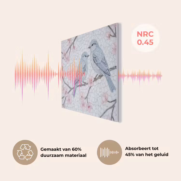 Vogel - Bloemen - Natuur - Mozaïek - Roze PET vilt klein -USP_NL