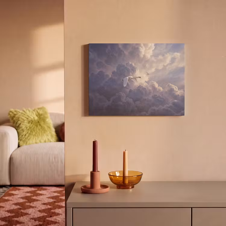Vogel - Vliegend - Natuur - Wit - Wolken PET vilt klein -sfeer1