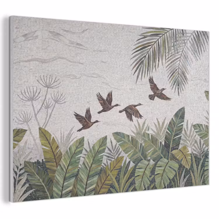 Vogel - Vliegend - Tropisch - Mozaïek - Groen PET vilt klein -3d