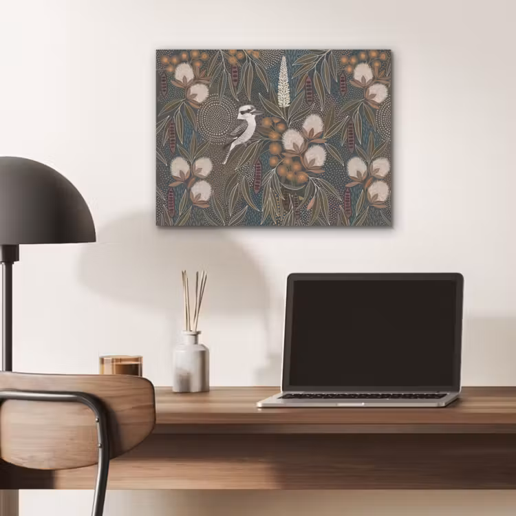 Vogel - Bladeren - Natuur - Illustratie - Groen PET vilt klein -sfeer5