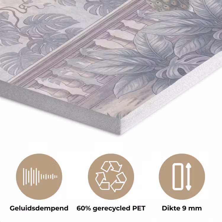 Vogel - Pauw - Architectuur - Klassiek - Groen PET vilt klein -closeup_NL