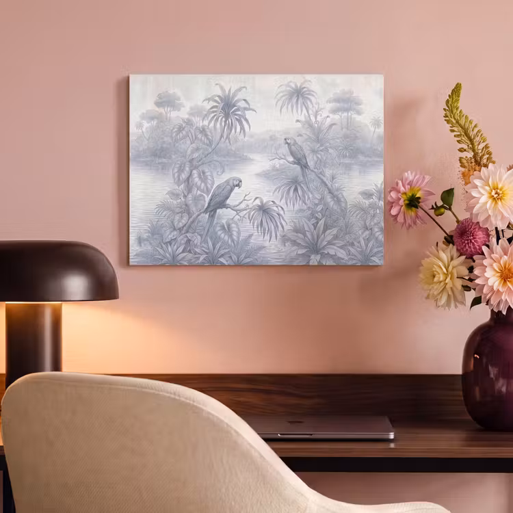 Vogel - Rivier - Tropisch - Illustratie - Blauw PET vilt klein -sfeer3