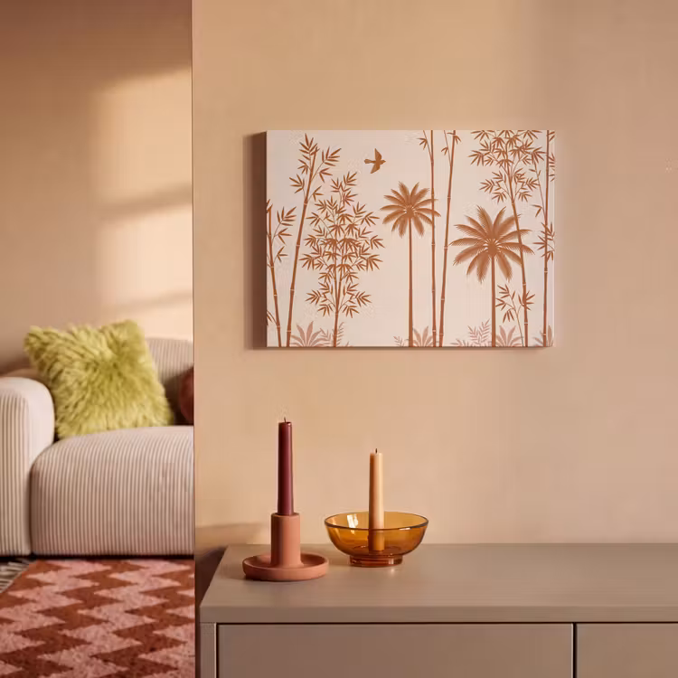 Vogel - Boom - Tropisch - Minimalistisch - Bruin PET vilt klein -sfeer1