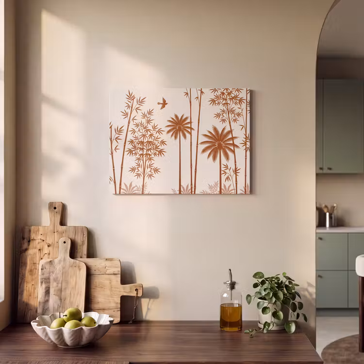 Vogel - Boom - Tropisch - Minimalistisch - Bruin PET vilt klein -sfeer2