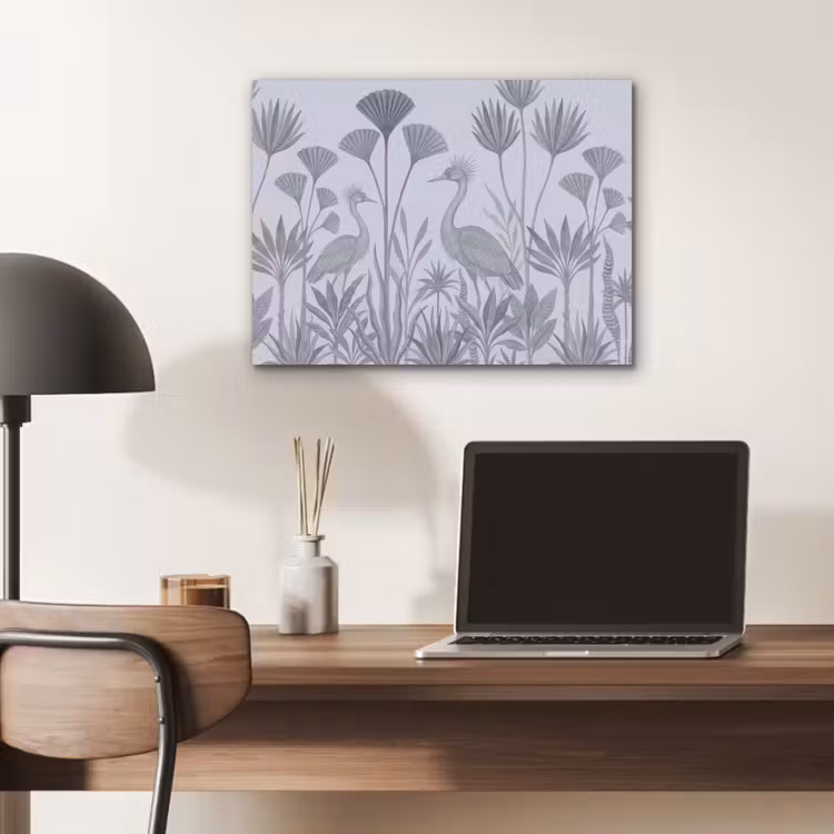 Vogel - Tropisch - Illustratie - Blauwgrijs - Natuur PET vilt klein -sfeer5
