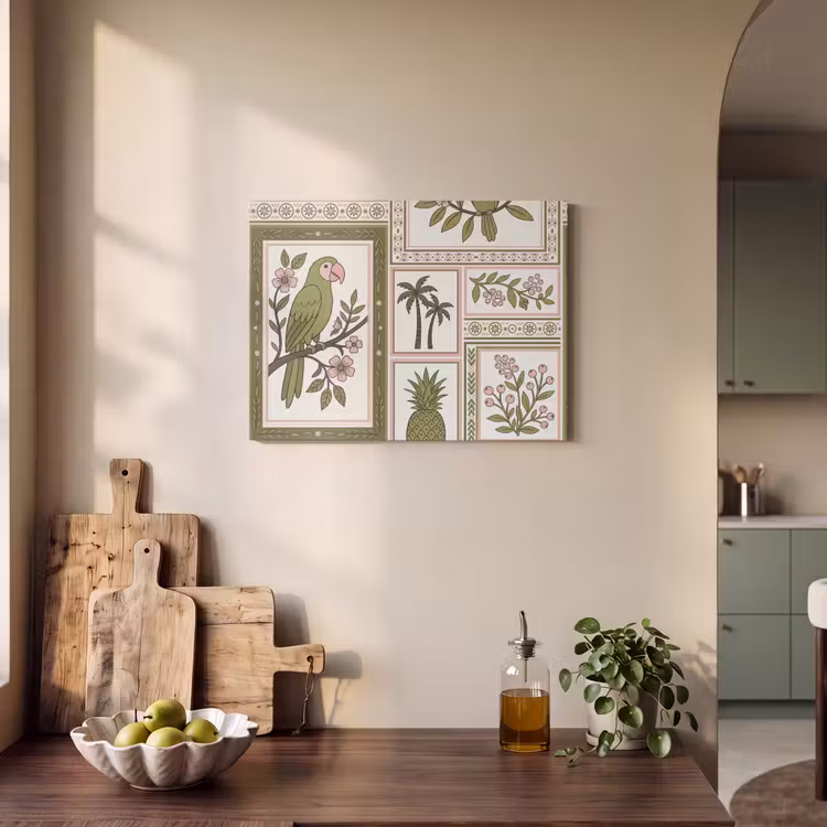 Vogel - Tropisch - Patroon - Decoratief - Groen PET vilt klein -sfeer2