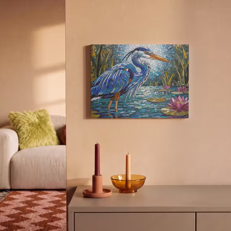 Vogel - Water - Natuur - Abstract - Blauw PET vilt klein -sfeer1