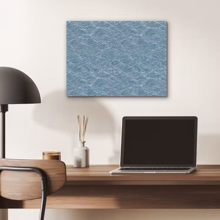 Blauw - Wit - Golven - Getekend - Textuur PET vilt klein 837 -sfeer5