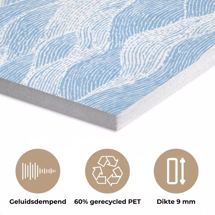 Blauw - Wit - Golven - Getekend PET vilt klein 837 -closeup_NL