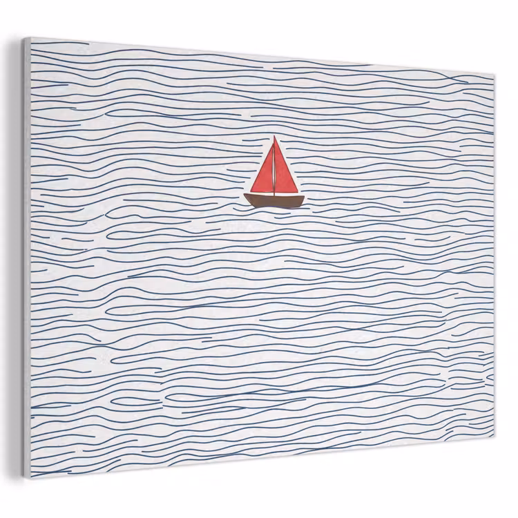 Boot - Water - Rood - Illustratie - Minimalistisch PET vilt klein -3d