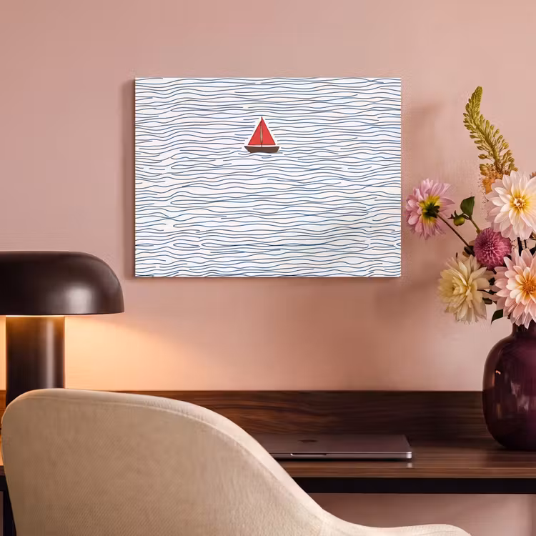 Boot - Water - Rood - Illustratie - Minimalistisch PET vilt klein -sfeer3