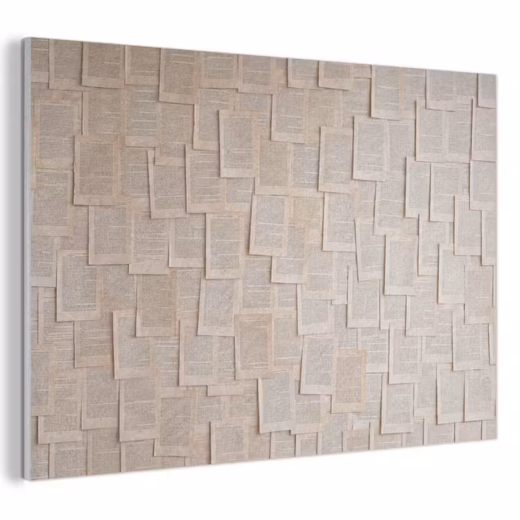 Boekpagina - Collage - Literatuur - Vintage - Beige PET vilt klein -3d