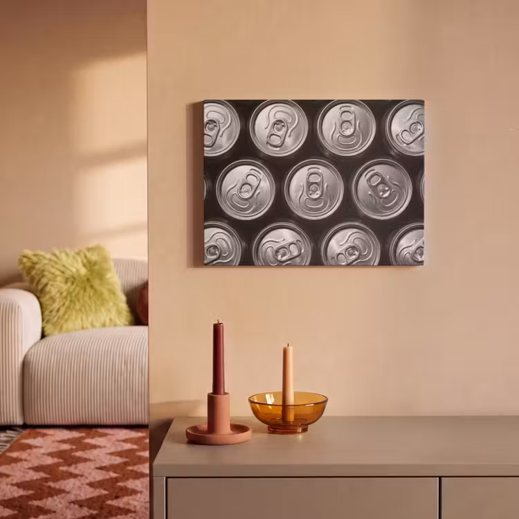 Blikjes - Aluminium - Patroon - Industrieel - Zilver PET vilt klein -sfeer1