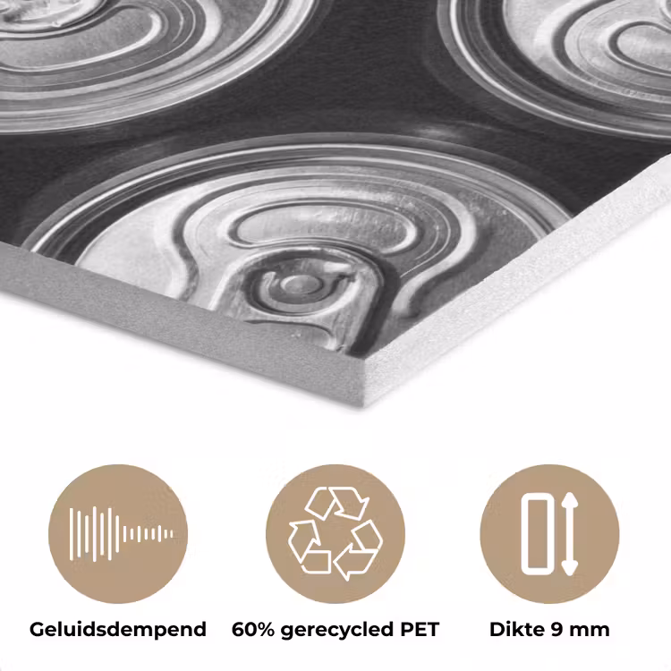 Blikjes - Aluminium - Patroon - Industrieel - Zilver PET vilt klein -closeup_NL