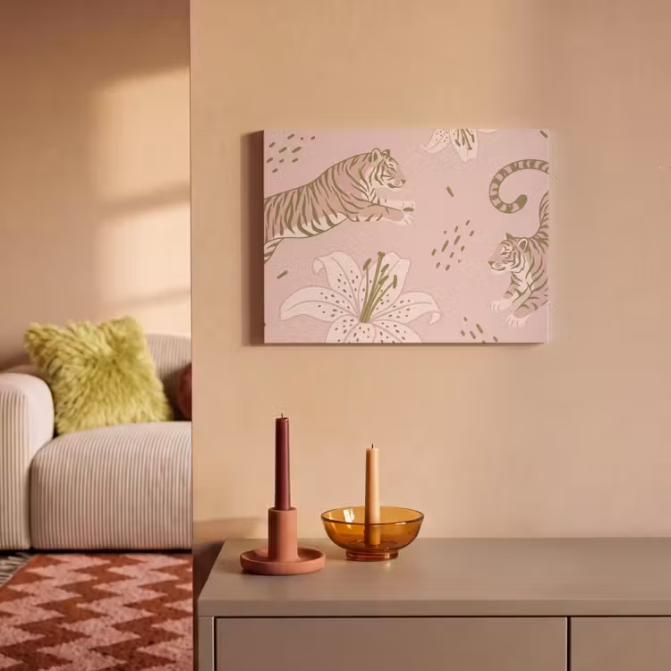 Kat - Springend - Bloemen - Abstract - Roze PET vilt klein -sfeer1
