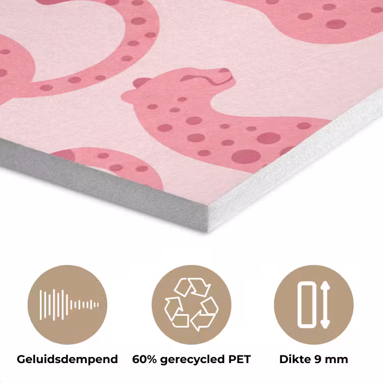 Kat - Gevlekt - Dieren - Patroon - Roze PET vilt klein -closeup_NL