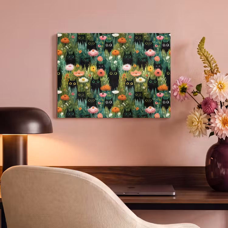 Katten - Bloemen - Kleurrijk PET vilt klein 837 -sfeer3