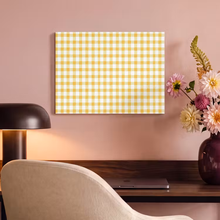 Ruit - Gingham - Klassiek - Geel en Wit PET vilt klein 837 -sfeer3