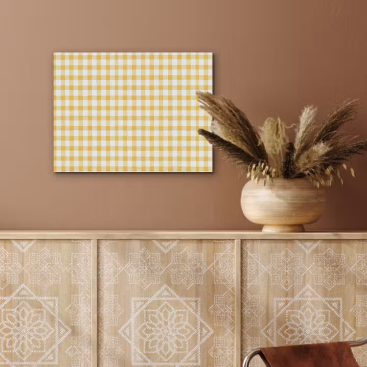 Ruit - Gingham - Klassiek - Geel en Wit PET vilt klein 837 -sfeer4