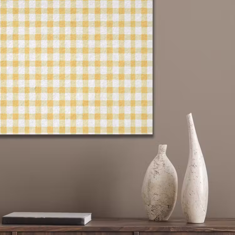 Ruit - Gingham - Klassiek - Geel en Wit PET vilt klein 837 -sfeer6_closeup