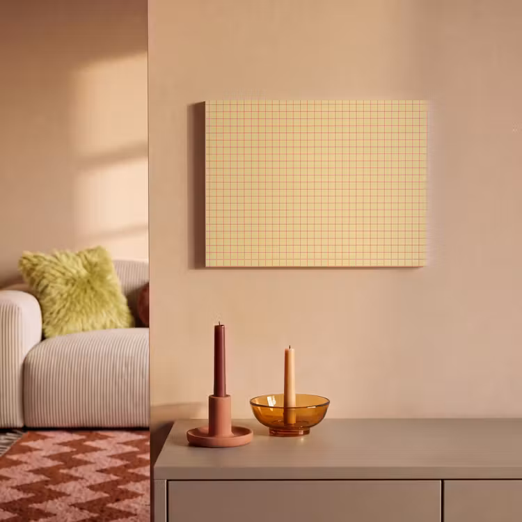 Ruitjes - Grid - Minimalistisch - Geel - Roze PET vilt klein 837 -sfeer1