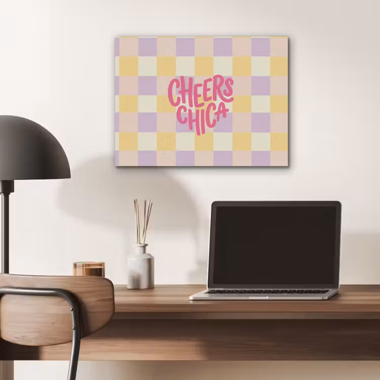 Cheers Chica - Ruitjes - Lila - Geel PET vilt klein -sfeer5